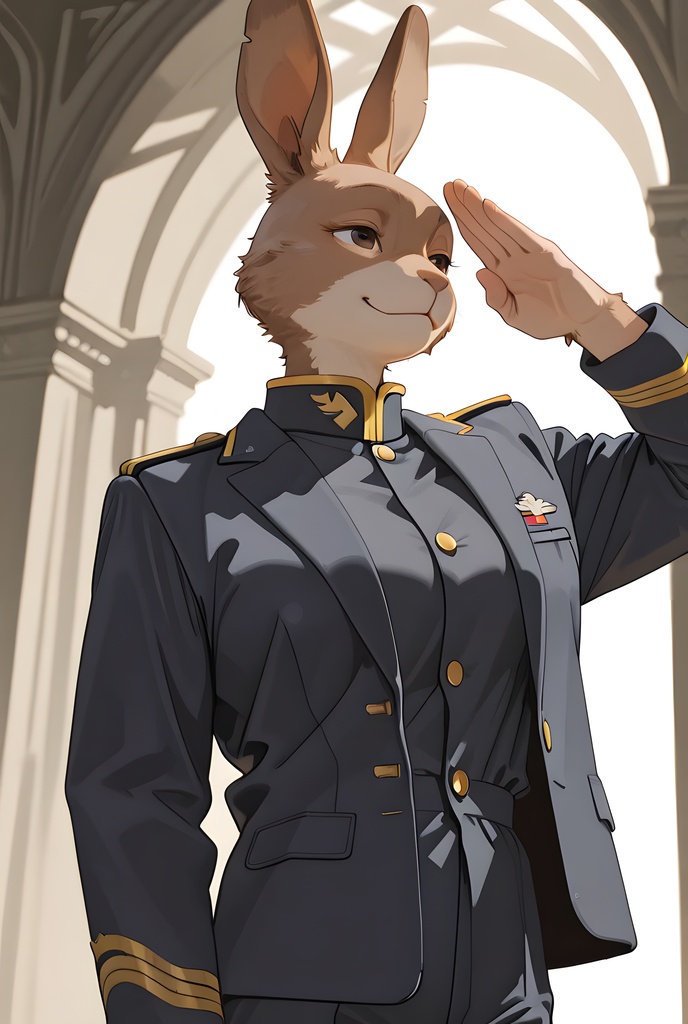 獣人軍人素材集:茶うさぎ士官、紺制服 Beastman Soldier Material Collection:Brown Rabbit Officer, Navy Uniform