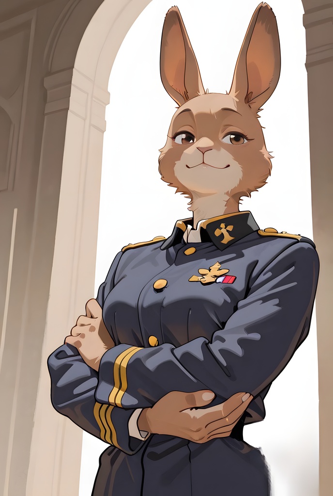 獣人軍人素材集:茶うさぎ士官、紺制服 Beastman Soldier Material Collection:Brown Rabbit Officer, Navy Uniform