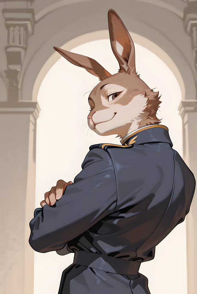 獣人軍人素材集:茶うさぎ士官、紺制服 Beastman Soldier Material Collection:Brown Rabbit Officer, Navy Uniform