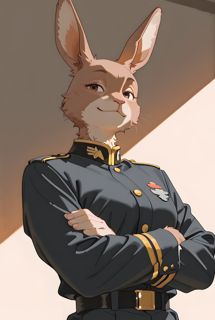 獣人軍人素材集:茶うさぎ士官、紺制服 Beastman Soldier Material Collection:Brown Rabbit Officer, Navy Uniform