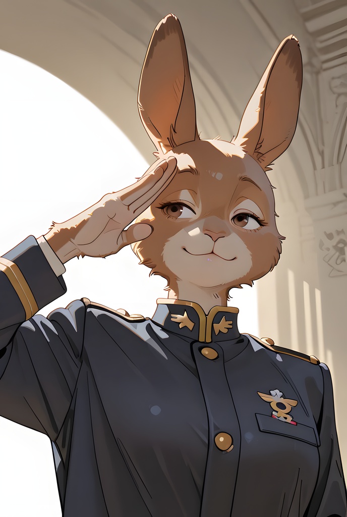 獣人軍人素材集:茶うさぎ士官、紺制服 Beastman Soldier Material Collection:Brown Rabbit Officer, Navy Uniform