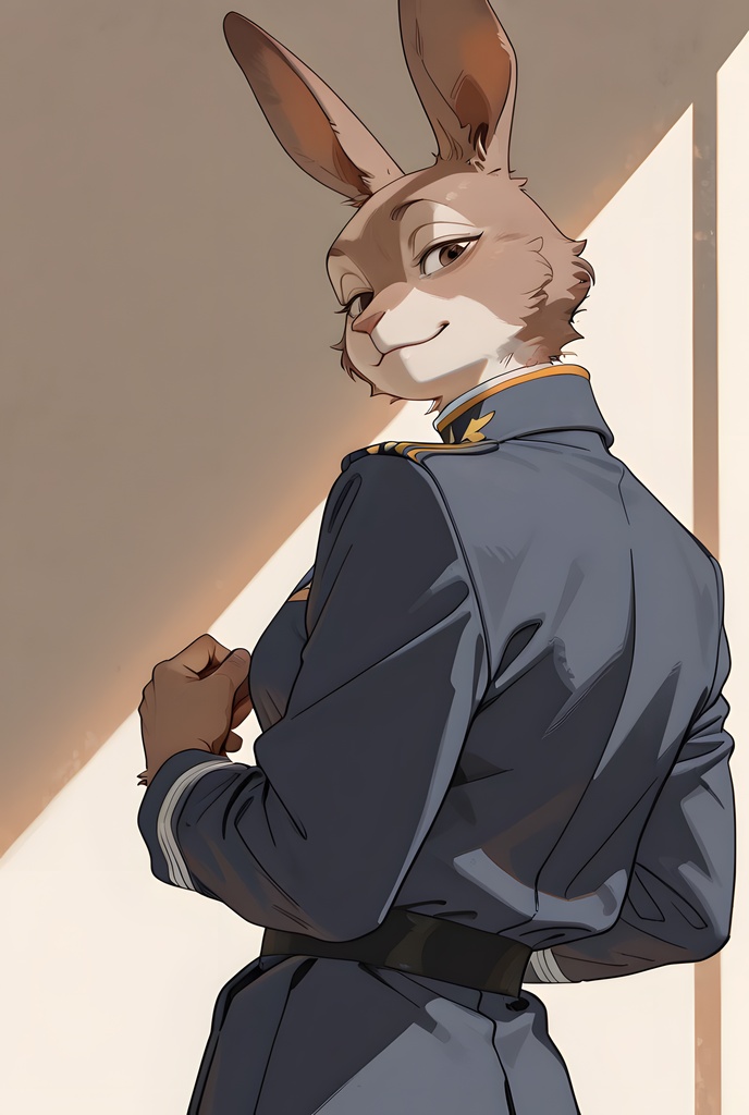 獣人軍人素材集:茶うさぎ士官、紺制服 Beastman Soldier Material Collection:Brown Rabbit Officer, Navy Uniform
