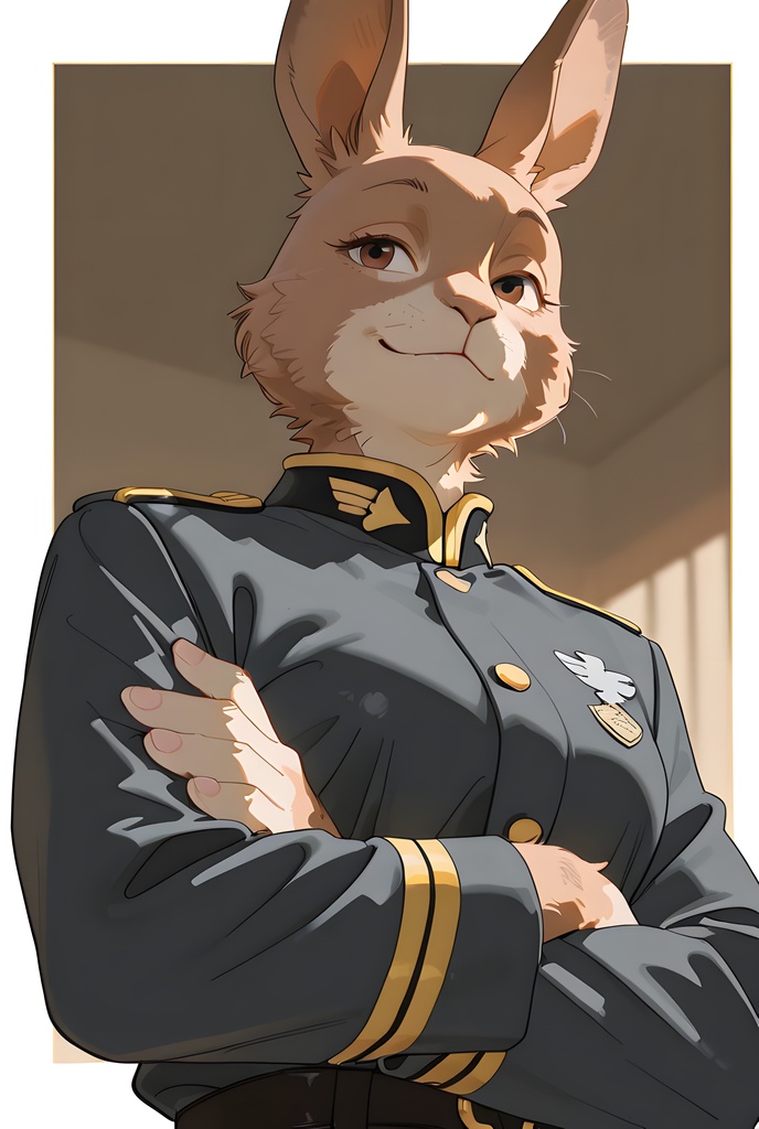 獣人軍人素材集:茶うさぎ士官、紺制服 Beastman Soldier Material Collection:Brown Rabbit Officer, Navy Uniform