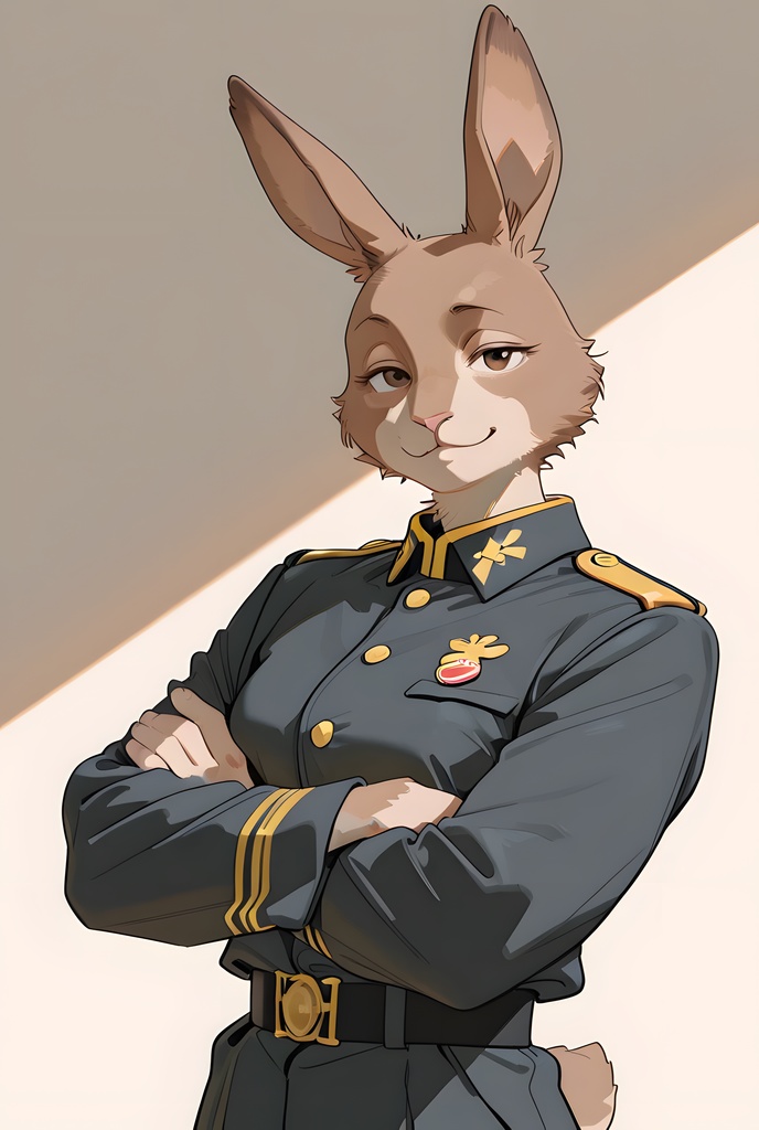 獣人軍人素材集:茶うさぎ士官、紺制服 Beastman Soldier Material Collection:Brown Rabbit Officer, Navy Uniform