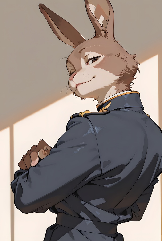 獣人軍人素材集:茶うさぎ士官、紺制服 Beastman Soldier Material Collection:Brown Rabbit Officer, Navy Uniform