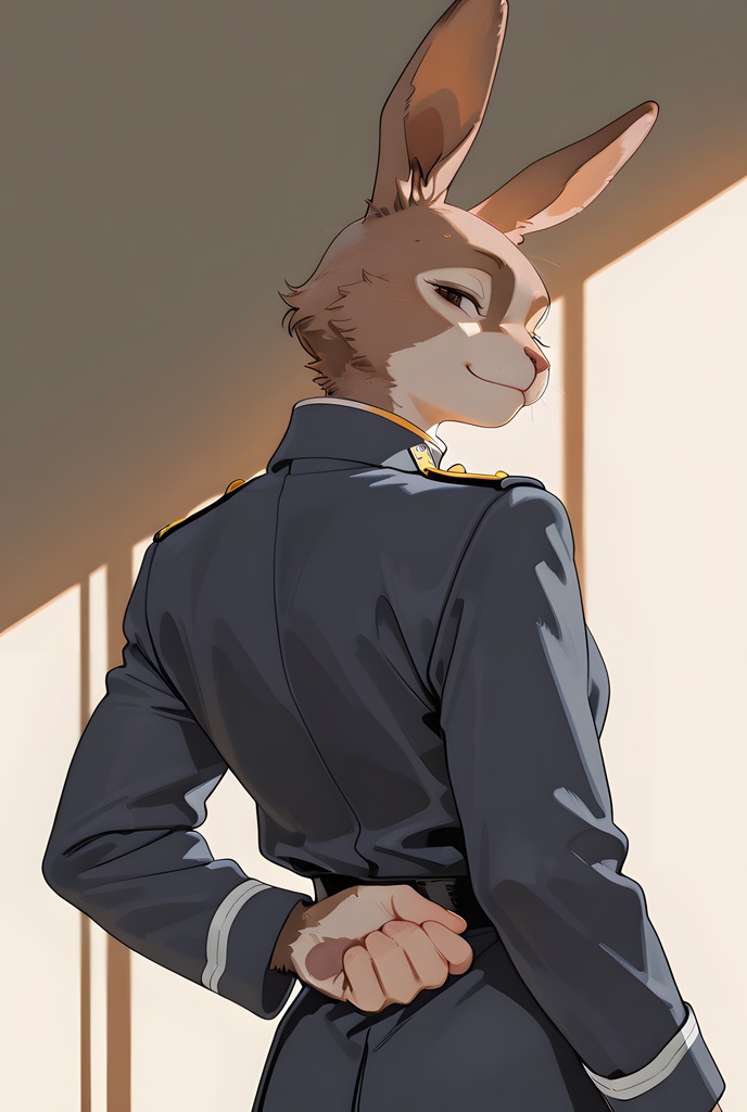 獣人軍人素材集:茶うさぎ士官、紺制服 Beastman Soldier Material Collection:Brown Rabbit Officer, Navy Uniform