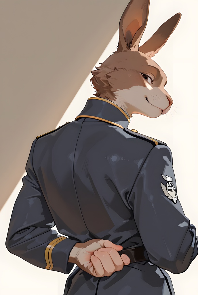 獣人軍人素材集:茶うさぎ士官、紺制服 Beastman Soldier Material Collection:Brown Rabbit Officer, Navy Uniform