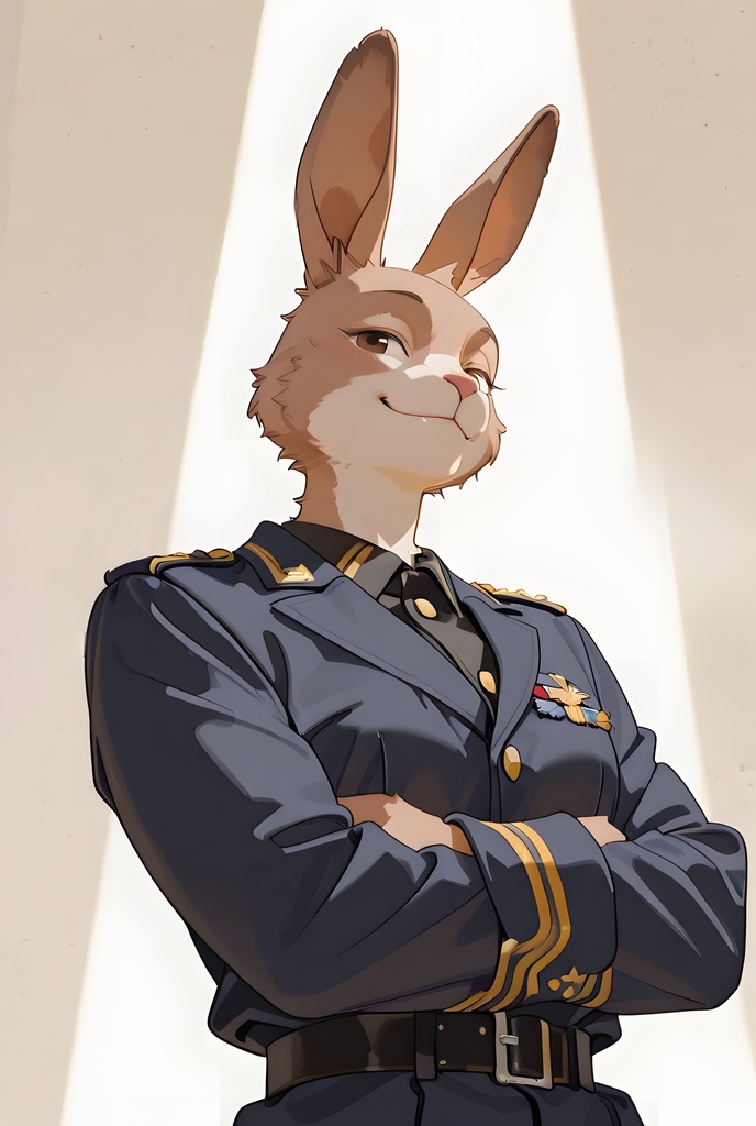 獣人軍人素材集:茶うさぎ士官、紺制服 Beastman Soldier Material Collection:Brown Rabbit Officer, Navy Uniform