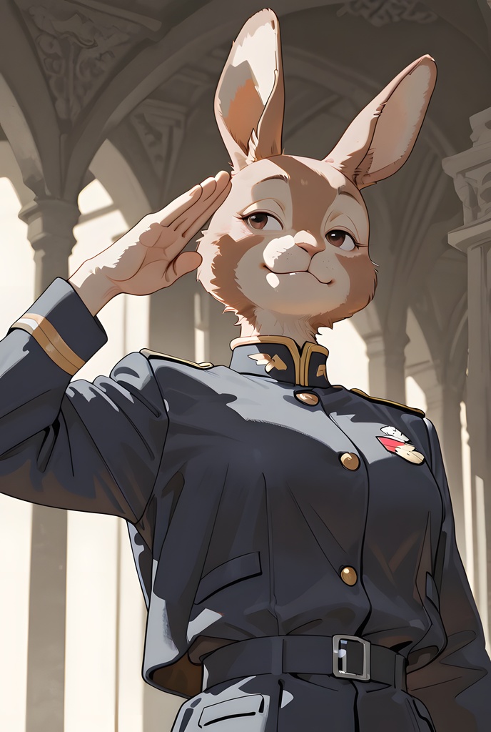 獣人軍人素材集:茶うさぎ士官、紺制服 Beastman Soldier Material Collection:Brown Rabbit Officer, Navy Uniform