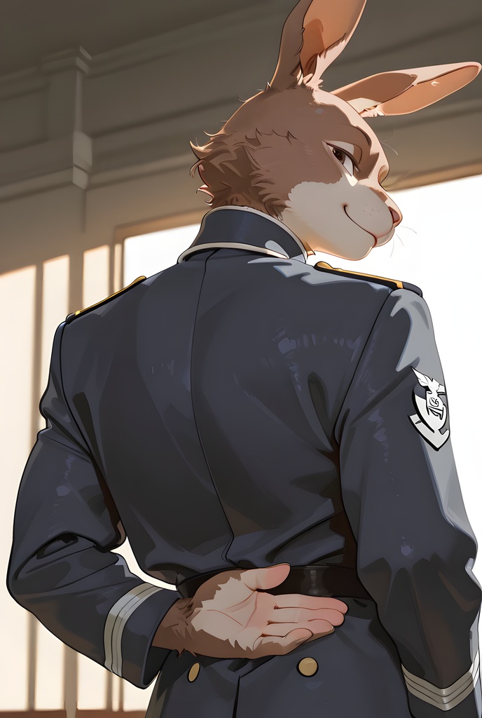 獣人軍人素材集:茶うさぎ士官、紺制服 Beastman Soldier Material Collection:Brown Rabbit Officer, Navy Uniform