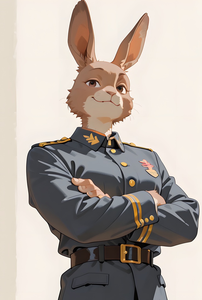 獣人軍人素材集:茶うさぎ士官、紺制服 Beastman Soldier Material Collection:Brown Rabbit Officer, Navy Uniform