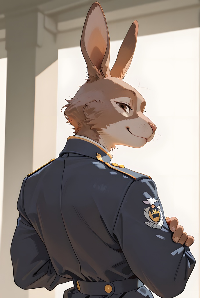 獣人軍人素材集:茶うさぎ士官、紺制服 Beastman Soldier Material Collection:Brown Rabbit Officer, Navy Uniform