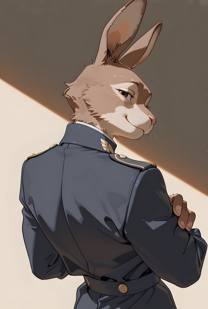 獣人軍人素材集:茶うさぎ士官、紺制服 Beastman Soldier Material Collection:Brown Rabbit Officer, Navy Uniform