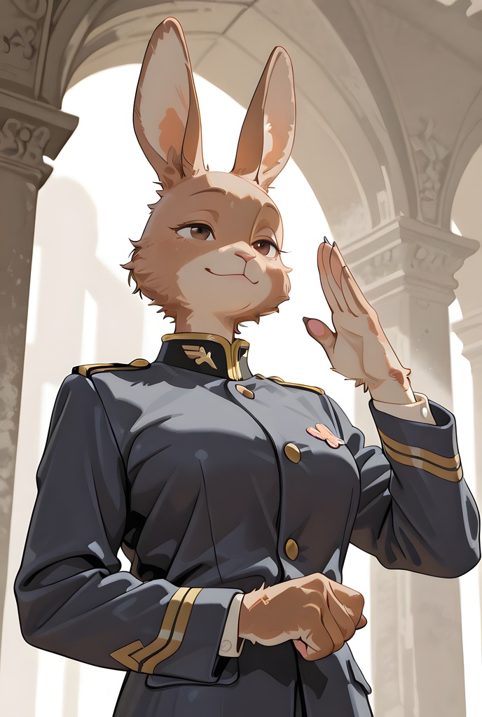 獣人軍人素材集:茶うさぎ士官、紺制服 Beastman Soldier Material Collection:Brown Rabbit Officer, Navy Uniform