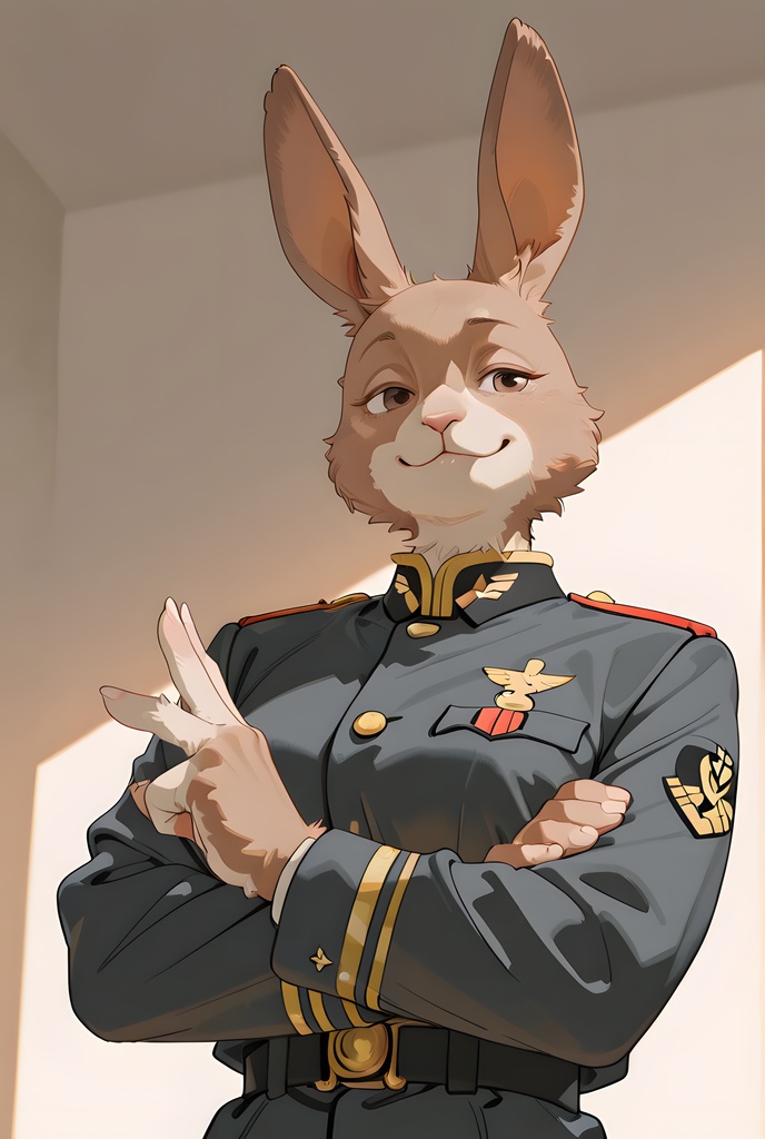 獣人軍人素材集:茶うさぎ士官、紺制服 Beastman Soldier Material Collection:Brown Rabbit Officer, Navy Uniform