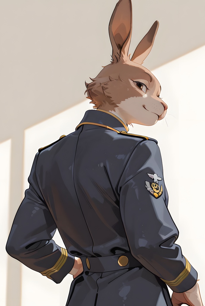 獣人軍人素材集:茶うさぎ士官、紺制服 Beastman Soldier Material Collection:Brown Rabbit Officer, Navy Uniform