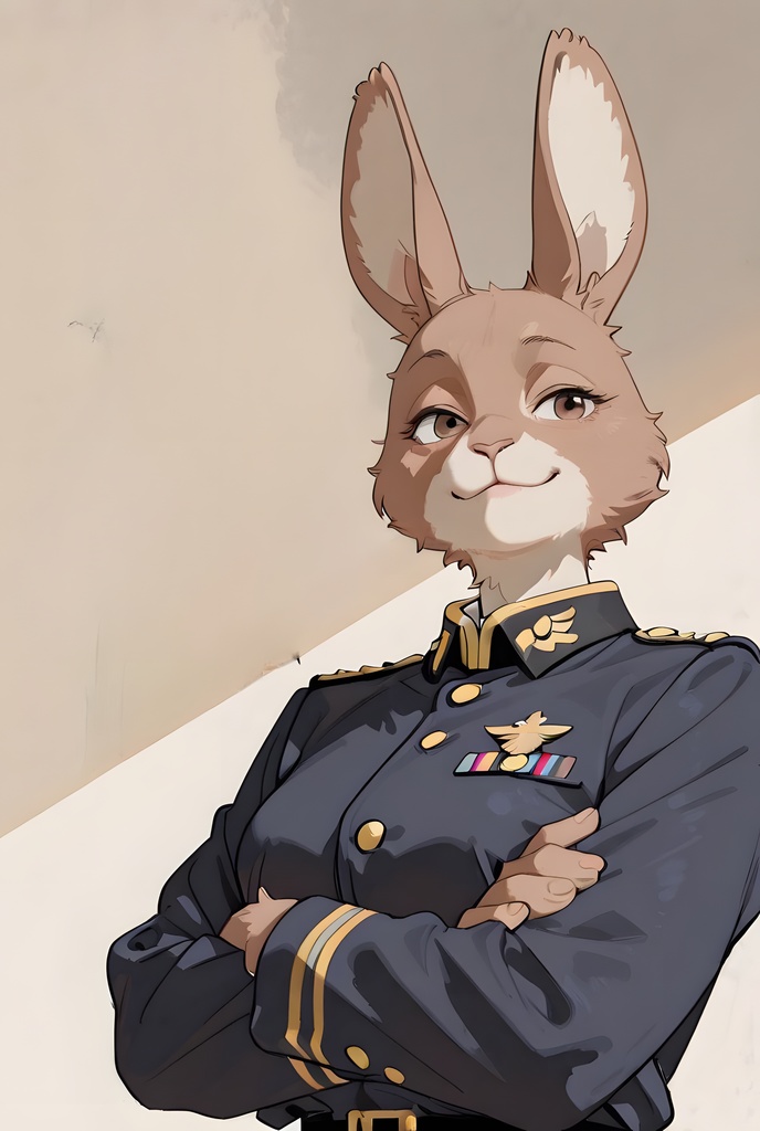 獣人軍人素材集:茶うさぎ士官、紺制服 Beastman Soldier Material Collection:Brown Rabbit Officer, Navy Uniform