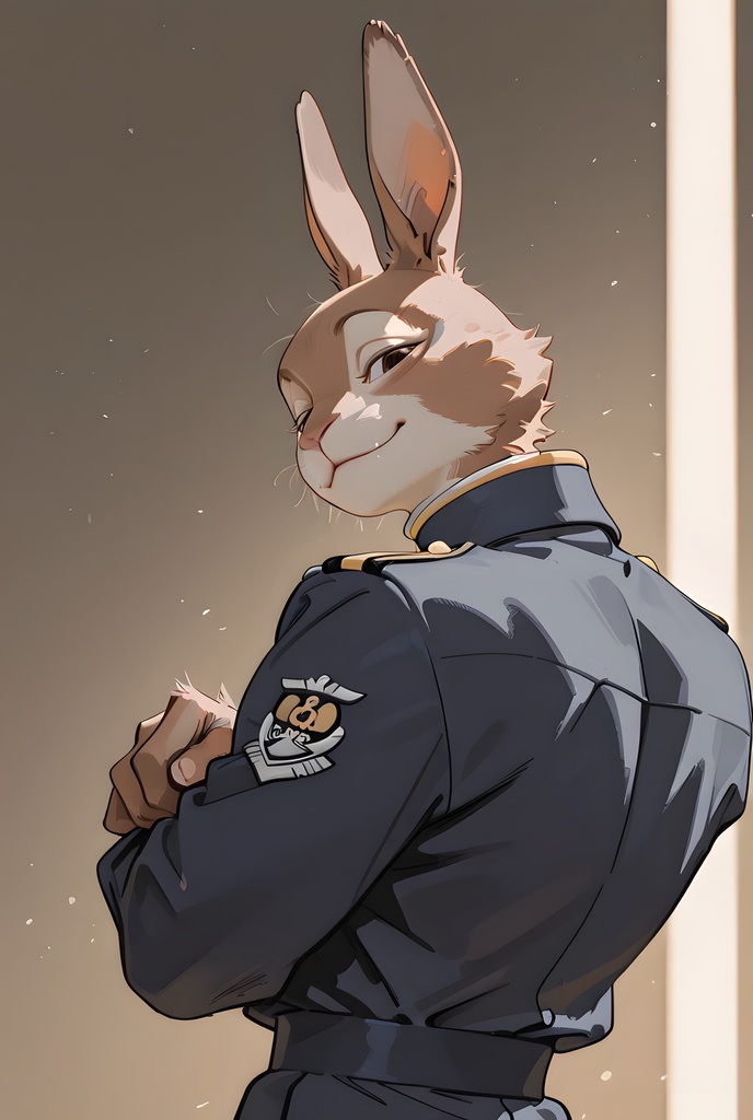 獣人軍人素材集:茶うさぎ士官、紺制服 Beastman Soldier Material Collection:Brown Rabbit Officer, Navy Uniform