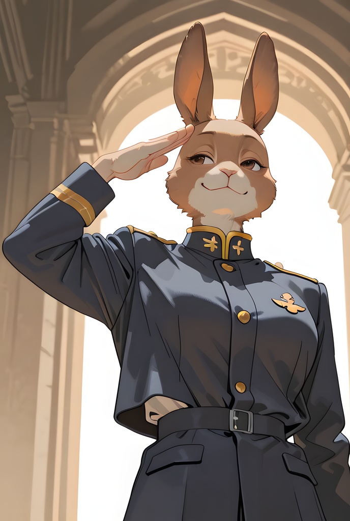 獣人軍人素材集:茶うさぎ士官、紺制服 Beastman Soldier Material Collection:Brown Rabbit Officer, Navy Uniform
