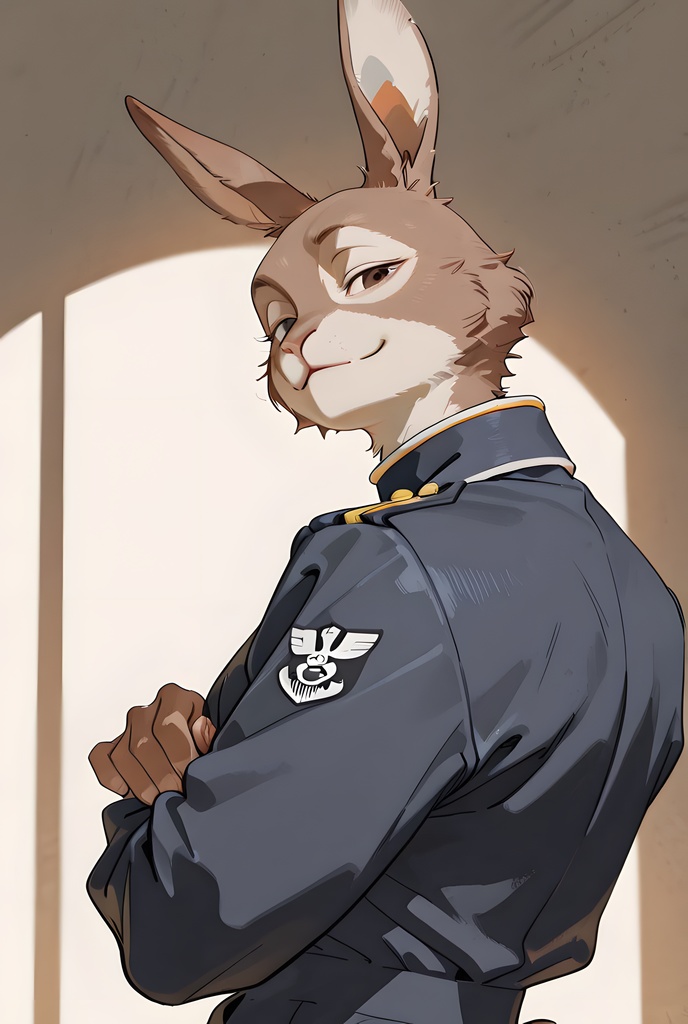 獣人軍人素材集:茶うさぎ士官、紺制服 Beastman Soldier Material Collection:Brown Rabbit Officer, Navy Uniform