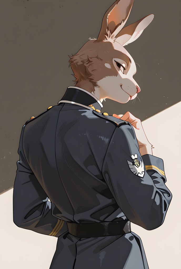獣人軍人素材集:茶うさぎ士官、紺制服 Beastman Soldier Material Collection:Brown Rabbit Officer, Navy Uniform
