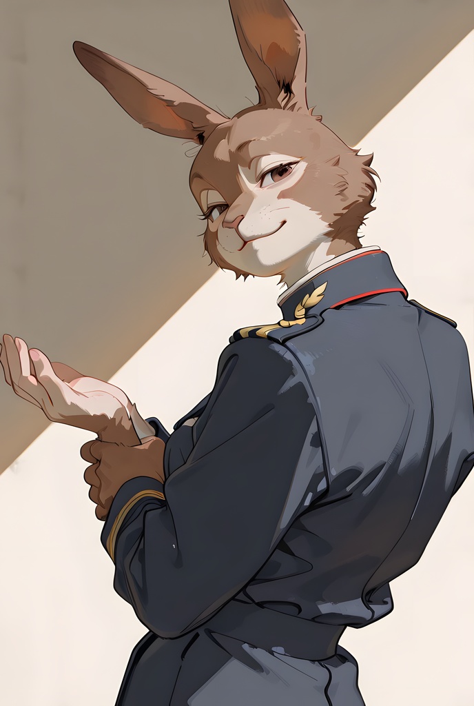 獣人軍人素材集:茶うさぎ士官、紺制服 Beastman Soldier Material Collection:Brown Rabbit Officer, Navy Uniform