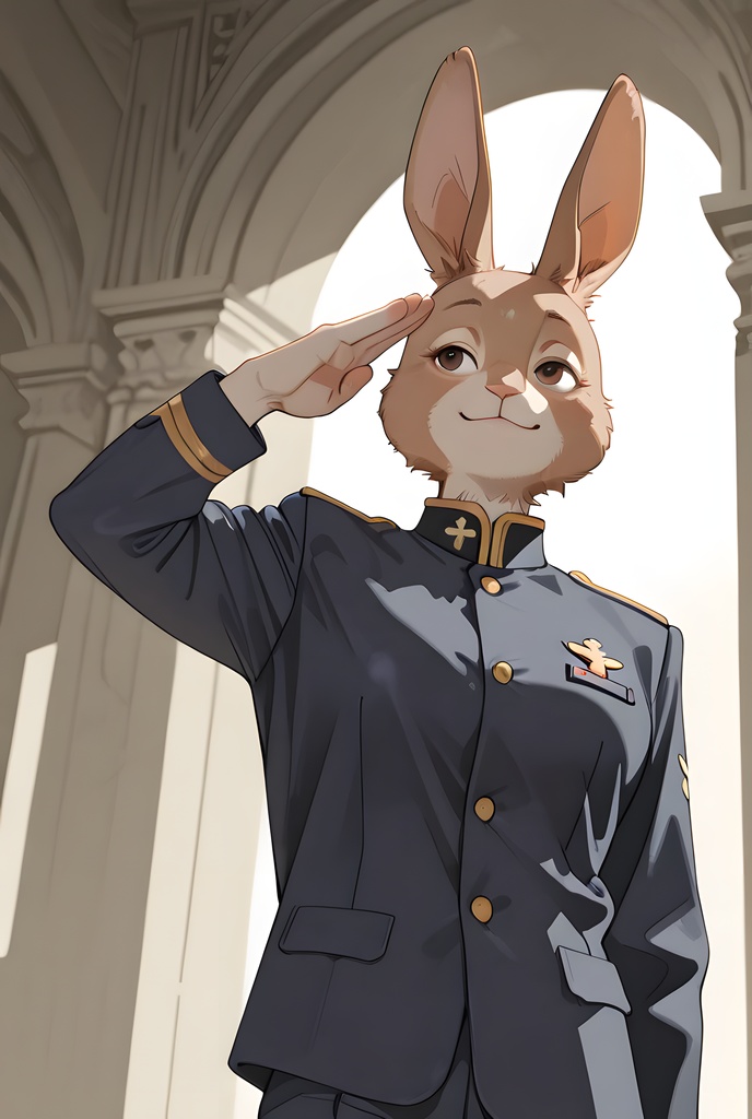 獣人軍人素材集:茶うさぎ士官、紺制服 Beastman Soldier Material Collection:Brown Rabbit Officer, Navy Uniform