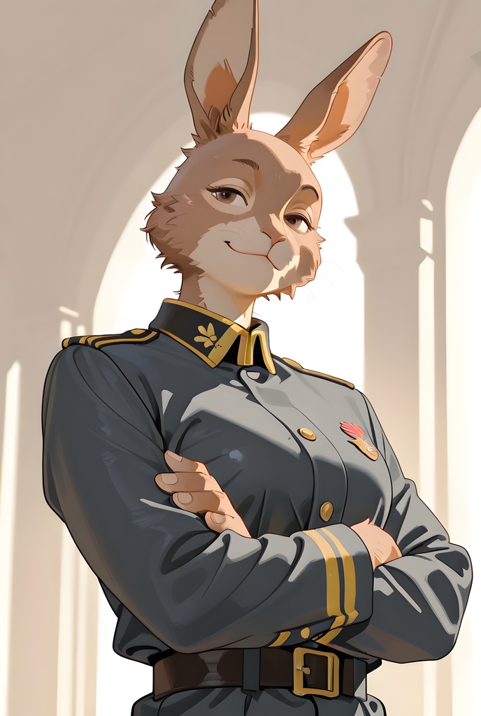 獣人軍人素材集:茶うさぎ士官、紺制服 Beastman Soldier Material Collection:Brown Rabbit Officer, Navy Uniform