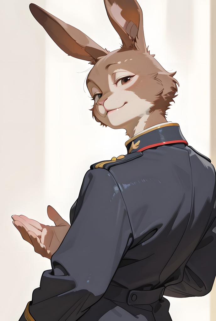 獣人軍人素材集:茶うさぎ士官、紺制服 Beastman Soldier Material Collection:Brown Rabbit Officer, Navy Uniform