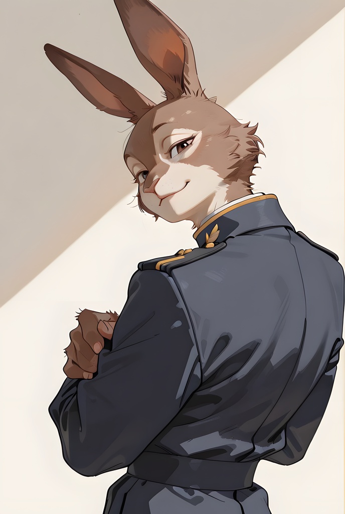 獣人軍人素材集:茶うさぎ士官、紺制服 Beastman Soldier Material Collection:Brown Rabbit Officer, Navy Uniform