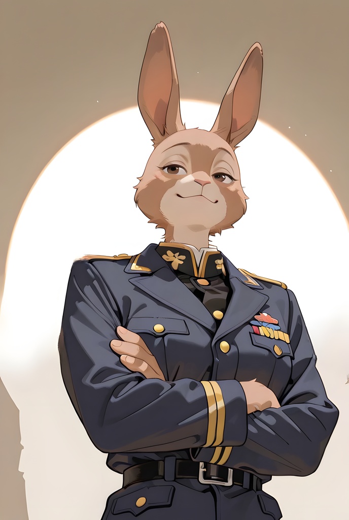 獣人軍人素材集:茶うさぎ士官、紺制服 Beastman Soldier Material Collection:Brown Rabbit Officer, Navy Uniform