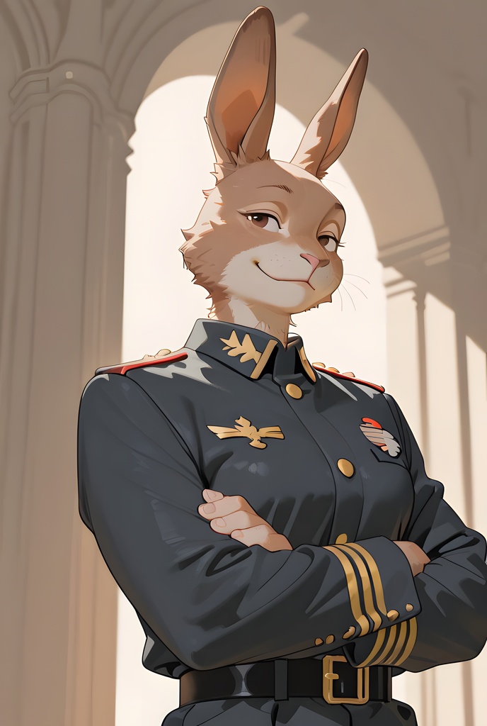 獣人軍人素材集:茶うさぎ士官、紺制服 Beastman Soldier Material Collection:Brown Rabbit Officer, Navy Uniform