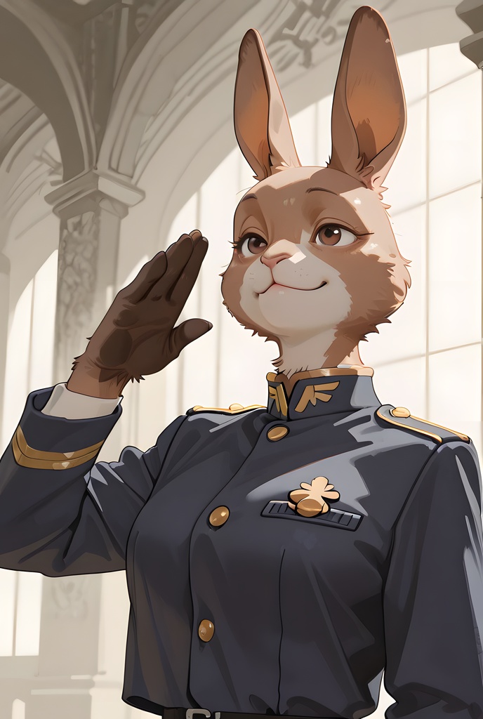 獣人軍人素材集:茶うさぎ士官、紺制服 Beastman Soldier Material Collection:Brown Rabbit Officer, Navy Uniform