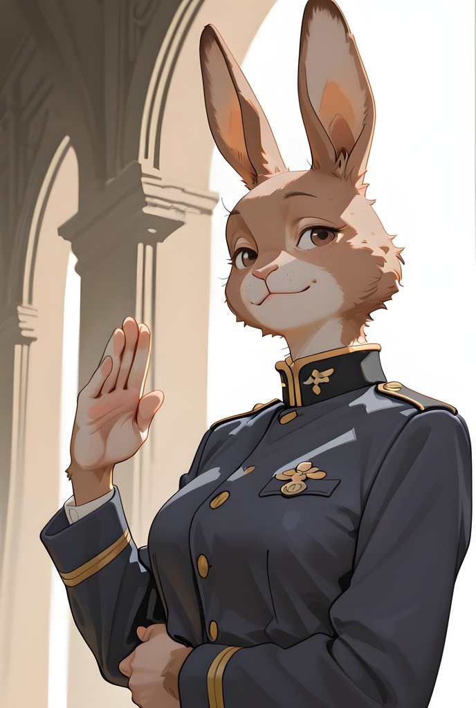 獣人軍人素材集:茶うさぎ士官、紺制服 Beastman Soldier Material Collection:Brown Rabbit Officer, Navy Uniform