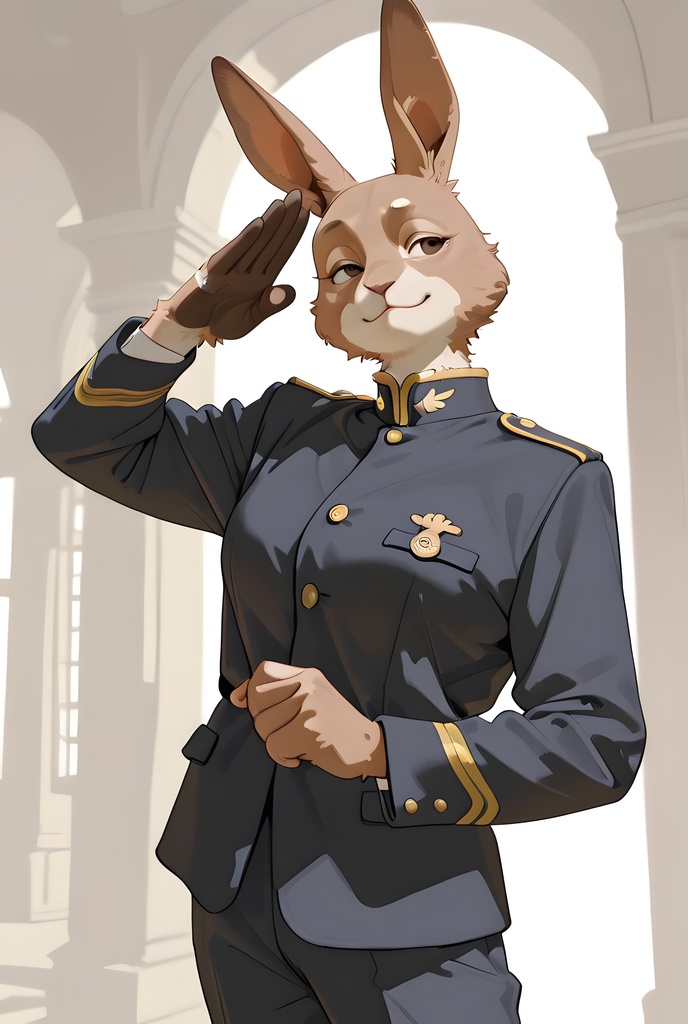 獣人軍人素材集:茶うさぎ士官、紺制服 Beastman Soldier Material Collection:Brown Rabbit Officer, Navy Uniform