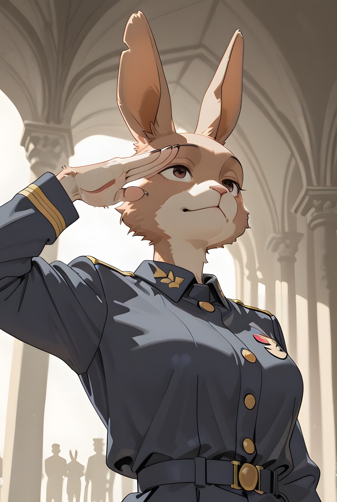 獣人軍人素材集:茶うさぎ士官、紺制服 Beastman Soldier Material Collection:Brown Rabbit Officer, Navy Uniform