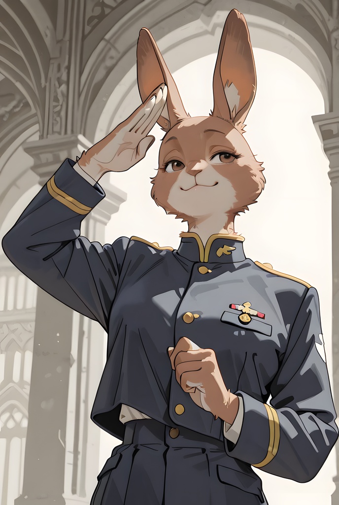 獣人軍人素材集:茶うさぎ士官、紺制服 Beastman Soldier Material Collection:Brown Rabbit Officer, Navy Uniform