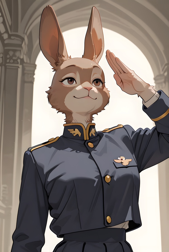 獣人軍人素材集:茶うさぎ士官、紺制服 Beastman Soldier Material Collection:Brown Rabbit Officer, Navy Uniform