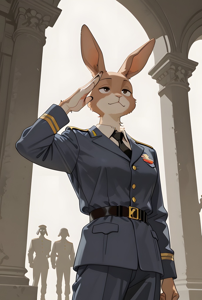 獣人軍人素材集:茶うさぎ士官、紺制服 Beastman Soldier Material Collection:Brown Rabbit Officer, Navy Uniform