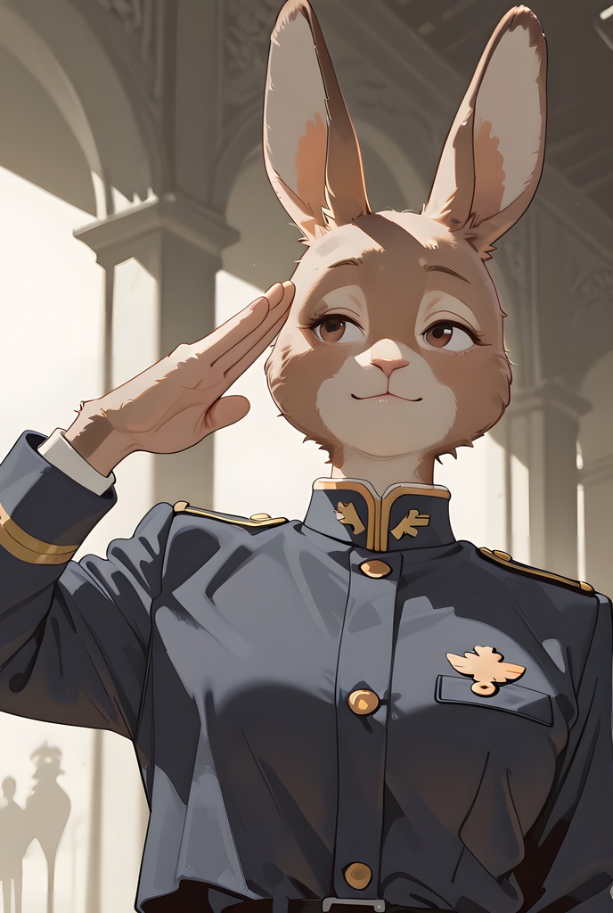 獣人軍人素材集:茶うさぎ士官、紺制服 Beastman Soldier Material Collection:Brown Rabbit Officer, Navy Uniform