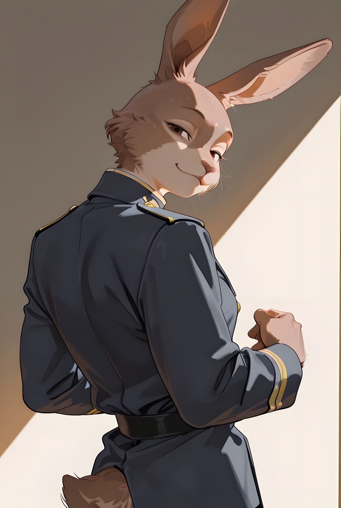 獣人軍人素材集:茶うさぎ士官、紺制服 Beastman Soldier Material Collection:Brown Rabbit Officer, Navy Uniform