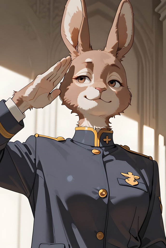 獣人軍人素材集:茶うさぎ士官、紺制服 Beastman Soldier Material Collection:Brown Rabbit Officer, Navy Uniform
