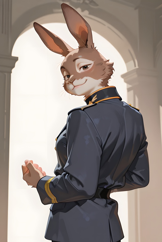 獣人軍人素材集:茶うさぎ士官、紺制服 Beastman Soldier Material Collection:Brown Rabbit Officer, Navy Uniform