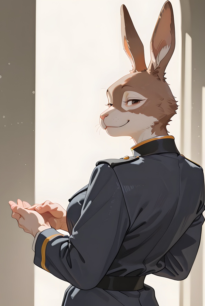 獣人軍人素材集:茶うさぎ士官、紺制服 Beastman Soldier Material Collection:Brown Rabbit Officer, Navy Uniform