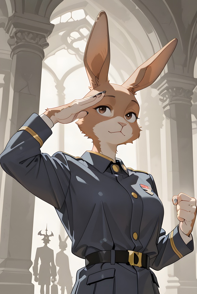 獣人軍人素材集:茶うさぎ士官、紺制服 Beastman Soldier Material Collection:Brown Rabbit Officer, Navy Uniform