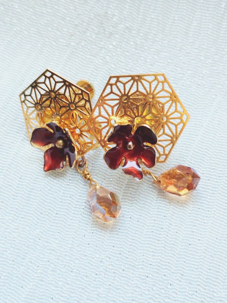 ＊紅花＊イヤリング
