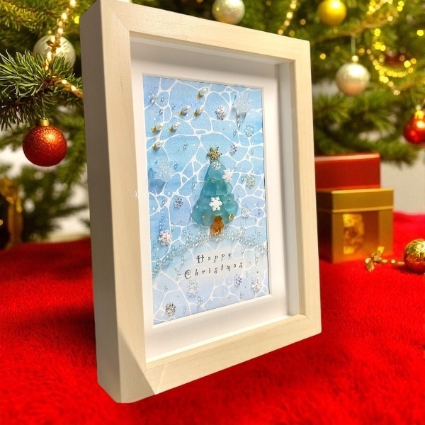 冬めく海のクリスマスツリー インテリア シーグラスアート アクアリウム ガラス