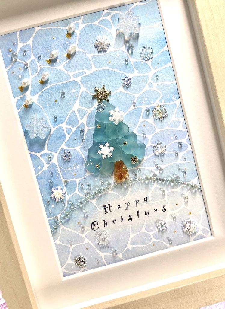 冬めく海のクリスマスツリー インテリア シーグラスアート アクアリウム ガラス