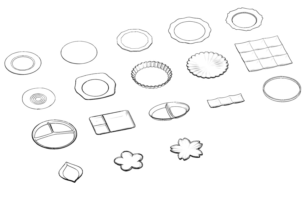 お皿3D素材セット