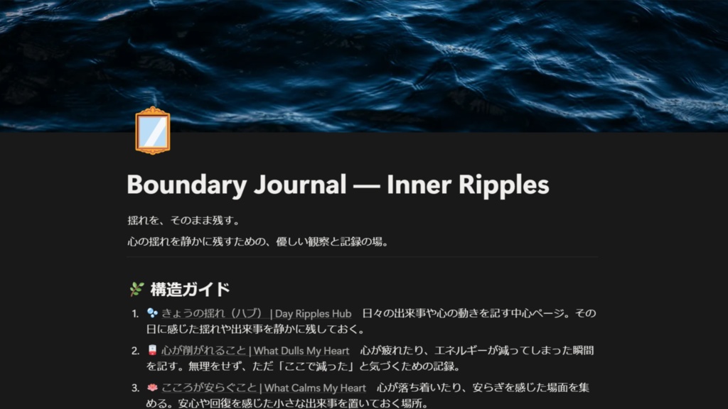 Boundary Journal — Inner Ripples|Notionテンプレート